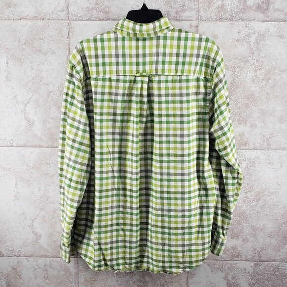 Button Down Checked Green Long Sleeve Plaid Saddlebred Vintage Oxford Mens Sz L - Picture 2 of 5
